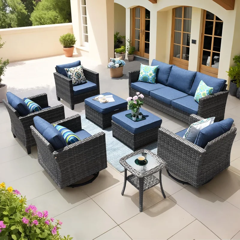 ovios 8 Pieces Patio Furniture Set, Outdoor Wicker Sofa with Rocking Swivel Chairs, Glider Chairs Rattan Couch with Comfy
ovios 8 Pieces Patio Furniture Set, Outdoor Wicker Sofa with Rocking Swivel Chairs, Glider Chairs Rattan Couch with Comfy