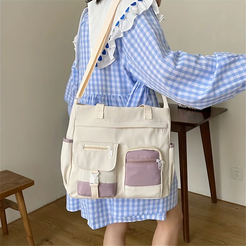 Japanese College Style Unisex Shoulder Tote Bag, Fashionable Large Capacity Canvas Crossbody Bags, Suitable for Commuting 
Japanese College Style Unisex Shoulder Tote Bag, Fashionable Large Capacity Canvas Crossbody Bags, Suitable for Commuting