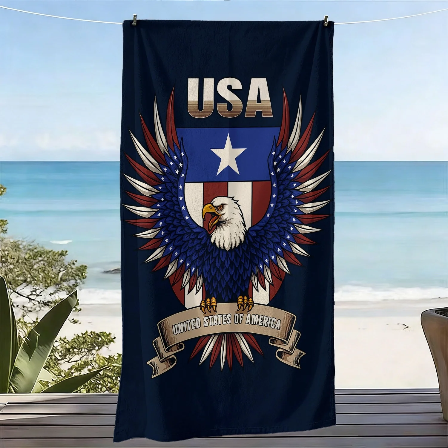 White-headed Eagle Theme Pattern polyester microfiber beach towel is highly absorbent, suitable for swimming and beach outings
White-headed Eagle Theme Pattern polyester microfiber beach towel is highly absorbent, suitable for swimming and beach outings