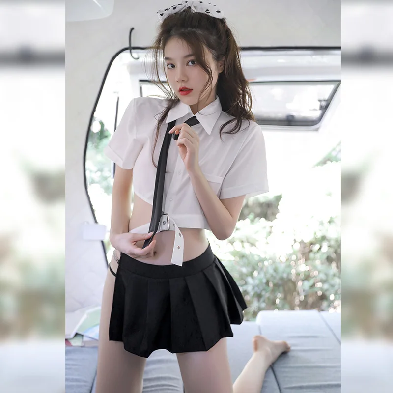 LISM Sexy White Crop School Shirt Lingerie Set Black Tie + Pleated Mini Skirt Roleplay Outfit for Women Erotic costume
LISM Sexy White Crop School Shirt Lingerie Set Black Tie + Pleated Mini Skirt Roleplay Outfit for Women Erotic costume