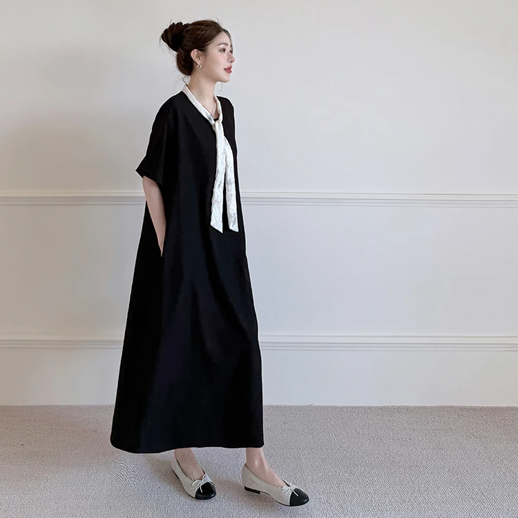 2026 Summer New Large Size Patchwork Collar Linen Long Draping Short Sleeve Dress Elegant Feel Long Dress Women's Clothing
2026 Summer New Large Size Patchwork Collar Linen Long Draping Short Sleeve Dress Elegant Feel Long Dress Women's Clothing