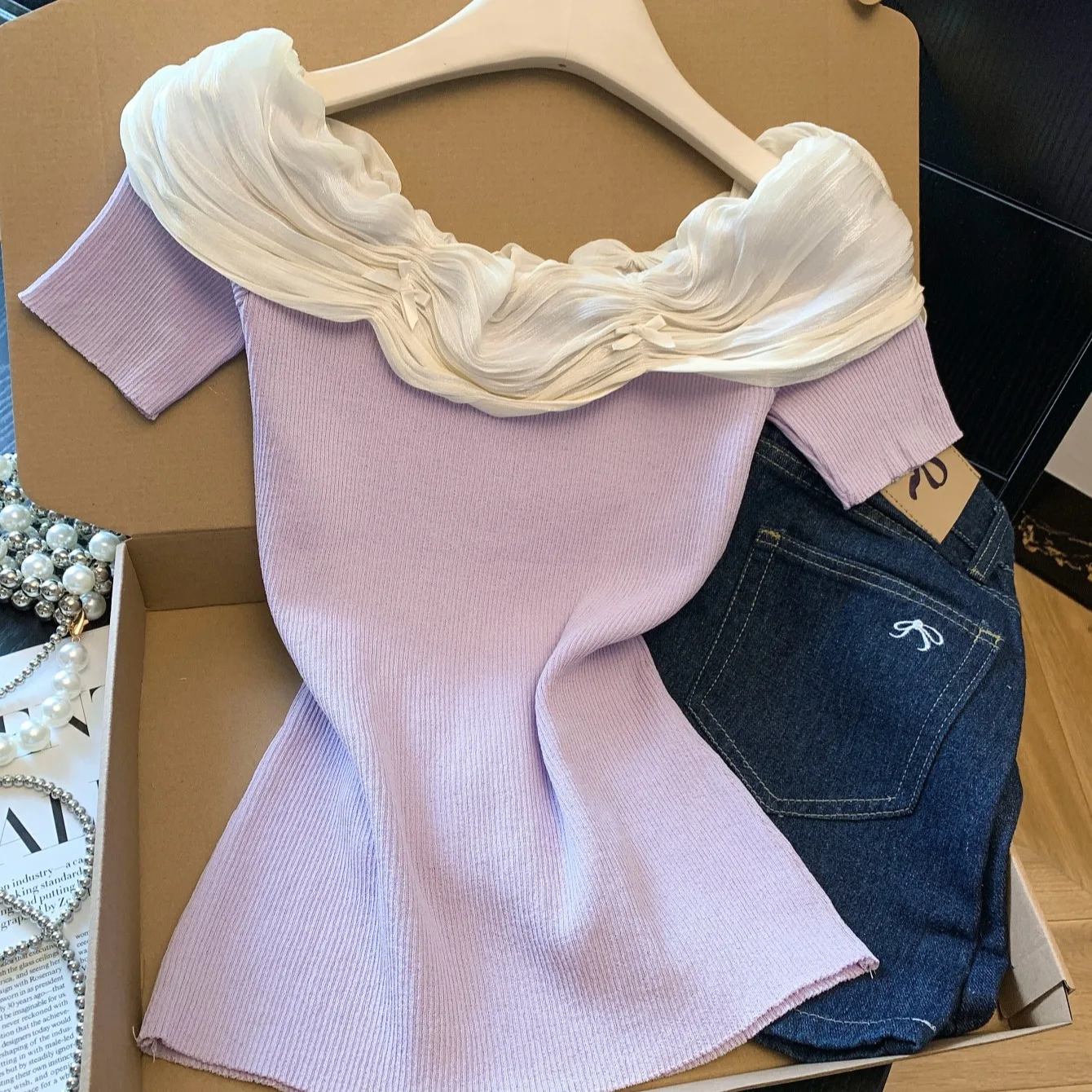 Elegant Knitted One-Shoulder Short-Sleeve T-Shirt Women's Fashion Summer New Arrival Shirt Super Cute Top for Ladies
Elegant Knitted One-Shoulder Short-Sleeve T-Shirt Women's Fashion Summer New Arrival Shirt Super Cute Top for Ladies