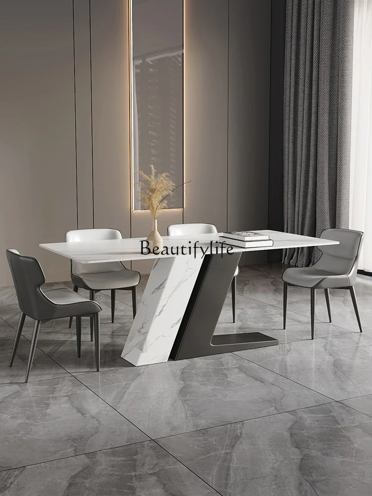Stone Plate Dining Table and Chair Light Luxury Italian Nordic Designer Small Apartment Modern Minimalist Dining Table
Stone Plate Dining Table and Chair Light Luxury Italian Nordic Designer Small Apartment Modern Minimalist Dining Table