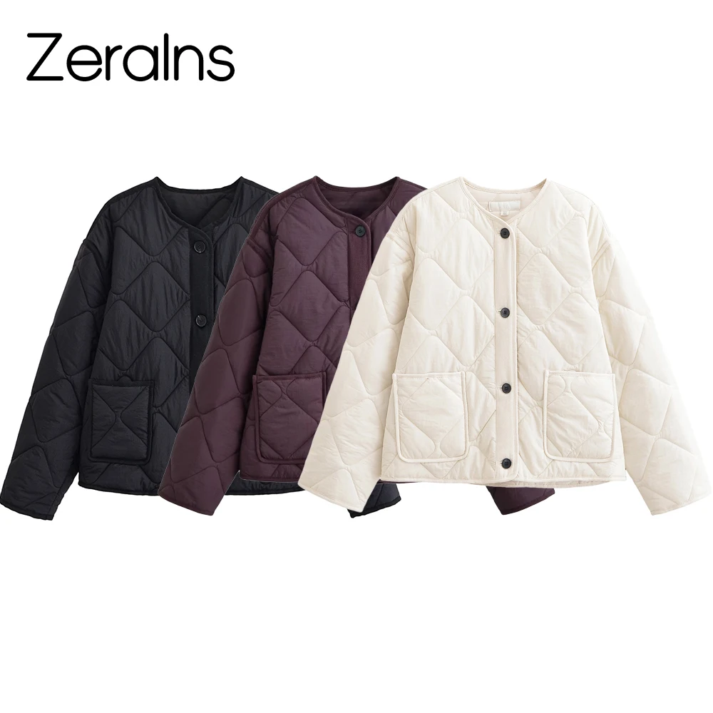 ZERAINS Simple round neck single breasted patch pocket long sleeved quilted diamond shaped cotton jacket loose fit jacket
ZERAINS Simple round neck single breasted patch pocket long sleeved quilted diamond shaped cotton jacket loose fit jacket