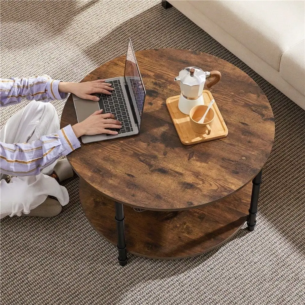 1 Piece Vintage Round Coffee Table Rustic 2Tier Wooden Sofa Table With Metal Frame 2Layer Coffee Table With Storage Shelf Indus
1 Piece Vintage Round Coffee Table Rustic 2Tier Wooden Sofa Table With Metal Frame 2Layer Coffee Table With Storage Shelf Indus