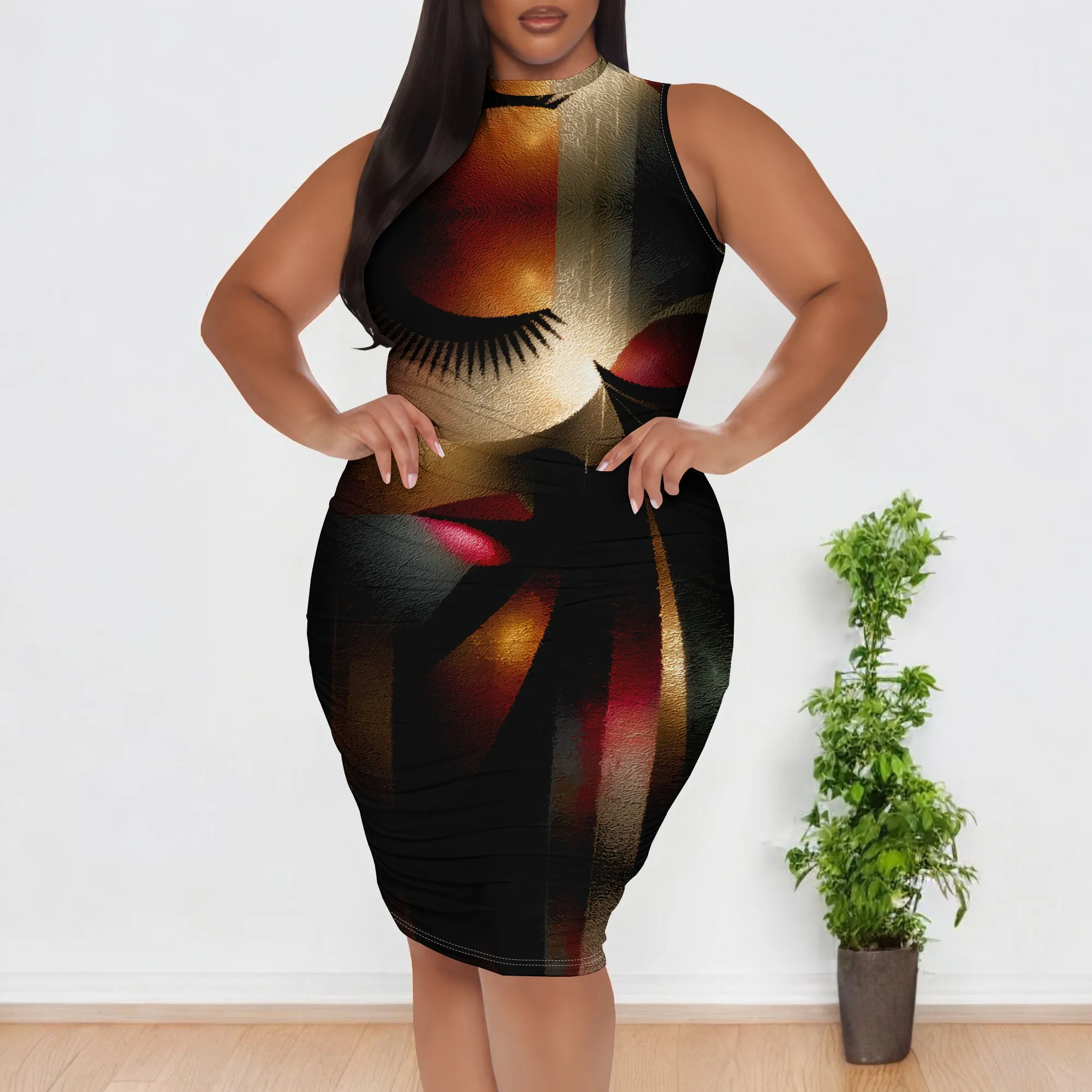 Abstract Face Print Bodycon Dress XL-6XL Sleeveless Art Style for Summer Clubwear, Afro Festival or Creative Gallery Look
Abstract Face Print Bodycon Dress XL-6XL Sleeveless Art Style for Summer Clubwear, Afro Festival or Creative Gallery Look
