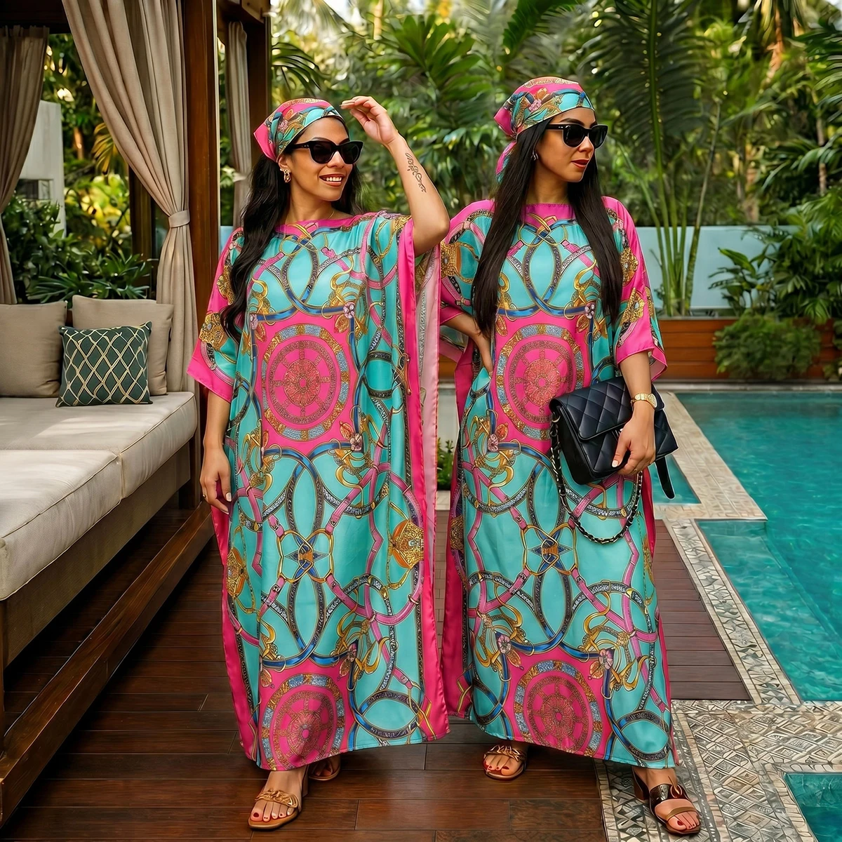 Elegant Satin Muslim Abaya 2Pcs Set Cracked Texture Long Kaftan Robe With Turban Hijab Loose Islamic Clothing for Women
Elegant Satin Muslim Abaya 2Pcs Set Cracked Texture Long Kaftan Robe With Turban Hijab Loose Islamic Clothing for Women