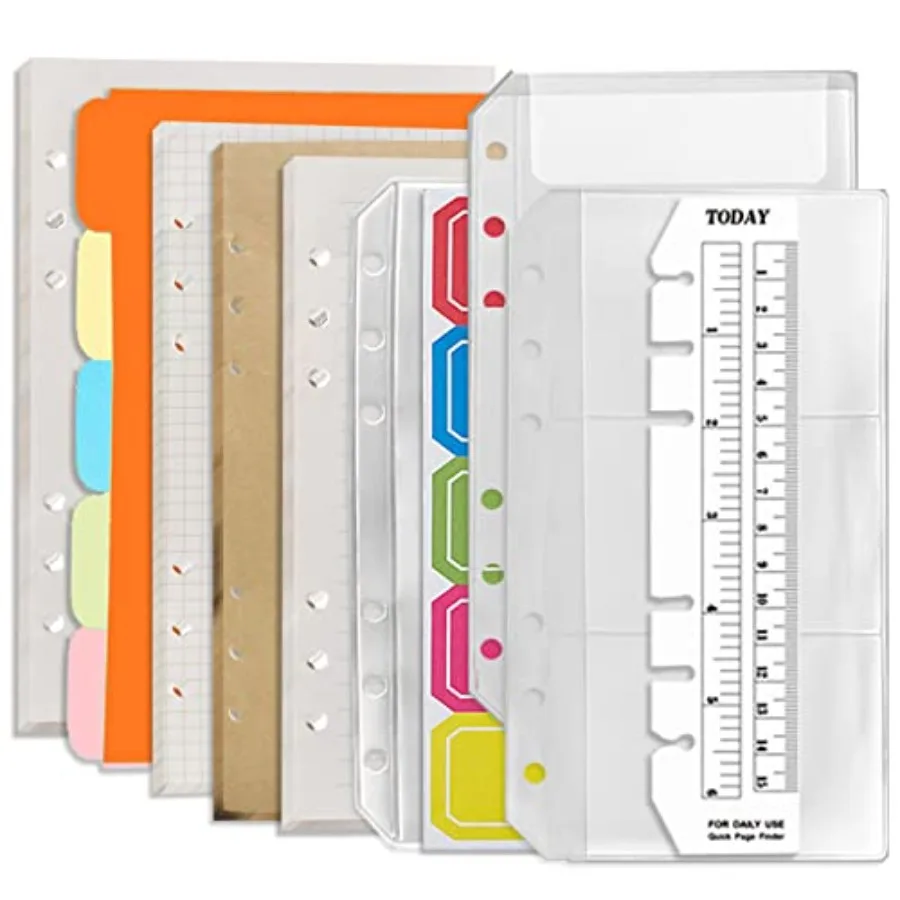 6-Hole Binder Notebook Refills Set - Gridded Paper Refills + Lined Paper + Kraft Paper + Blank Loose Leaf Paper 180 Sheets/360
6-Hole Binder Notebook Refills Set - Gridded Paper Refills + Lined Paper + Kraft Paper + Blank Loose Leaf Paper 180 Sheets/360