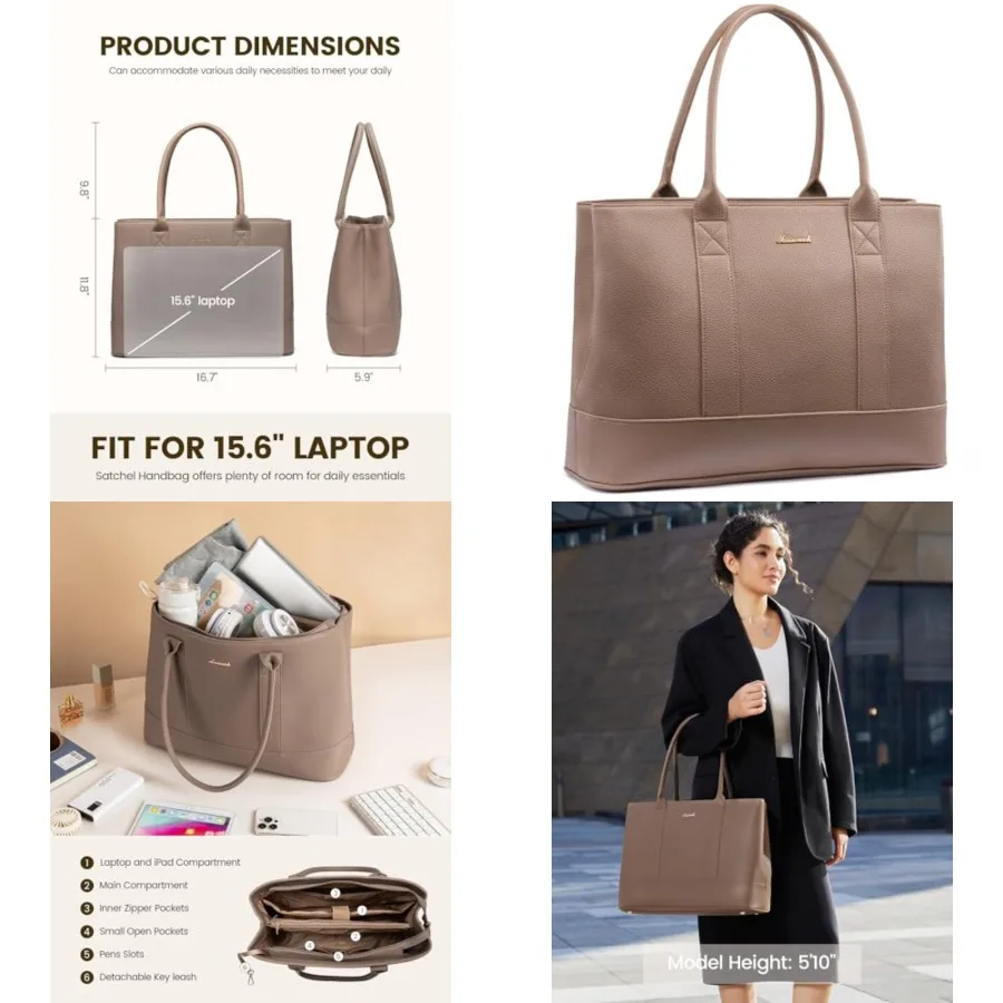 Women's Waterproof PU Leather Laptop Tote Bag, Large Capacity Busess Handbag
Women's Waterproof PU Leather Laptop Tote Bag, Large Capacity Busess Handbag