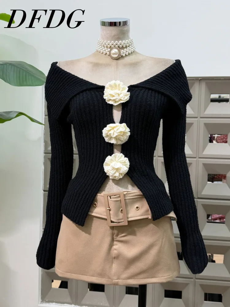 DFDG Дизайнерский женский комплект Co-ord Шикарный вязаный свитер на шнуровке с открытыми плечами и юбкой с низкой талией с 3D цветочным принтом Весенне-осенний комплект 2023 г.
DFDG Дизайнерский женский комплект Co-ord Шикарный вязаный свитер на шнуровке с открытыми плечами и юбкой с низкой талией с 3D цветочным принтом Весенне-осенний комплект 2023 г.