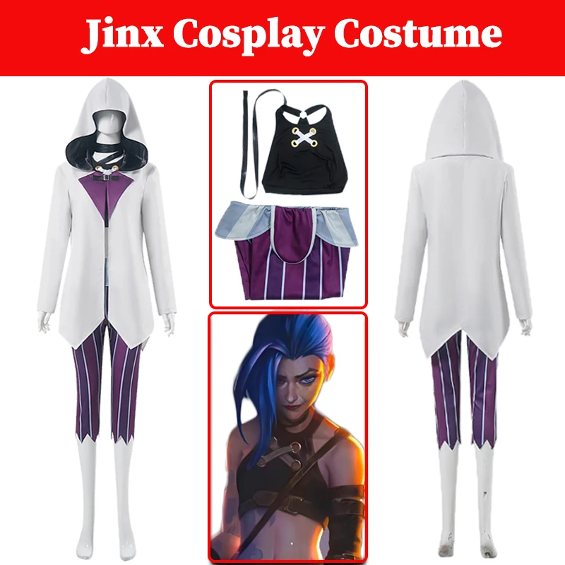 2024 игра LoL TV 2 Arcane Jinx, белый костюм для косплея, плащ, женская ролевая женская одежда для ролевых игр, карнавальные костюмы на Хэллоуин
2024 игра LoL TV 2 Arcane Jinx, белый костюм для косплея, плащ, женская ролевая женская одежда для ролевых игр, карнавальные костюмы на Хэллоуин