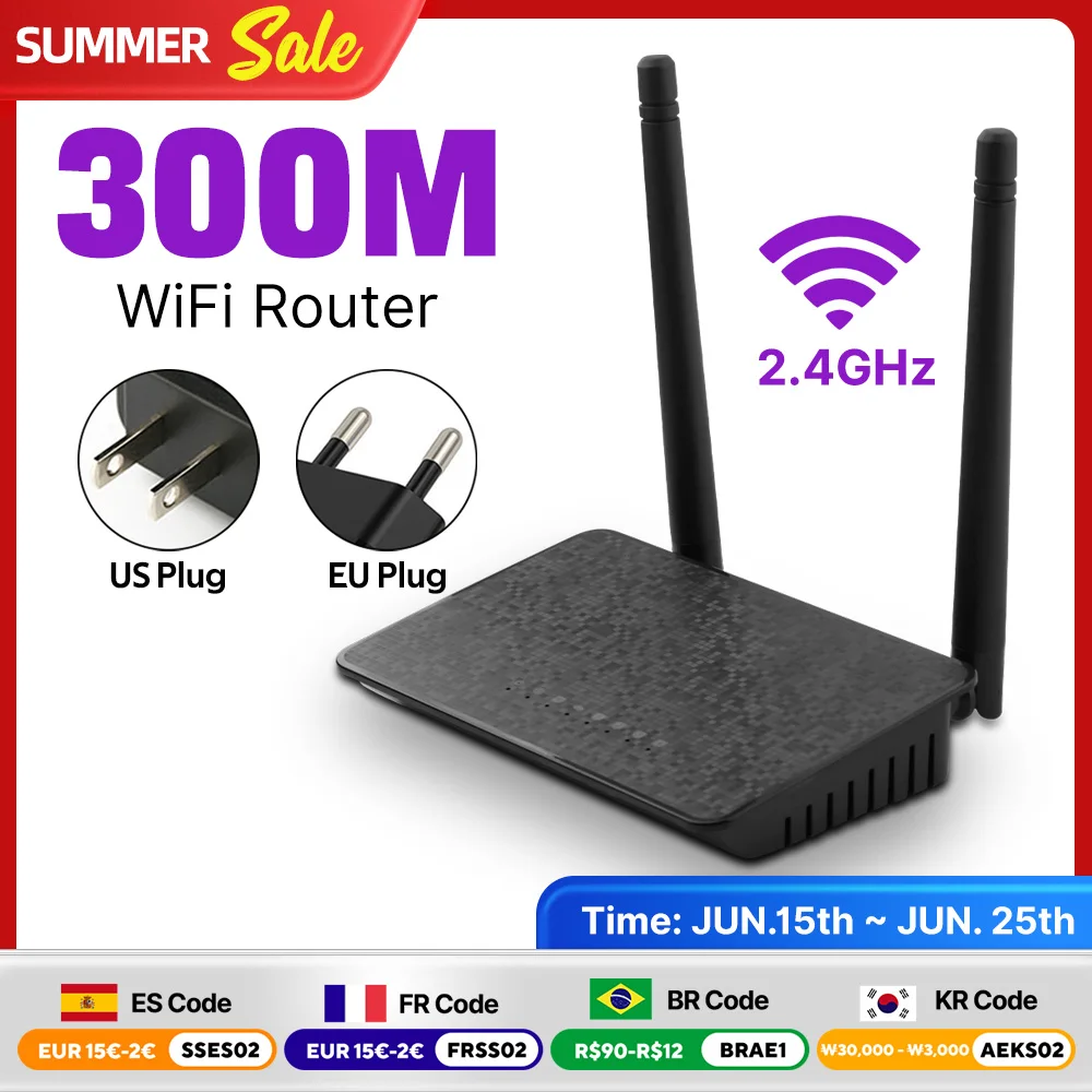 Беспроводной Wi-Fi-маршрутизатор 300 м, точка доступа 2,4G, Wi-Fi, сетевой коммутатор сигналов дальнего действия, порта WAN/LAN, 2 стандартных вилки, повторитель Wi-Fi
Беспроводной Wi-Fi-маршрутизатор 300 м, точка доступа 2,4G, Wi-Fi, сетевой коммутатор сигналов дальнего действия, порта WAN/LAN, 2 стандартных вилки, повторитель Wi-Fi