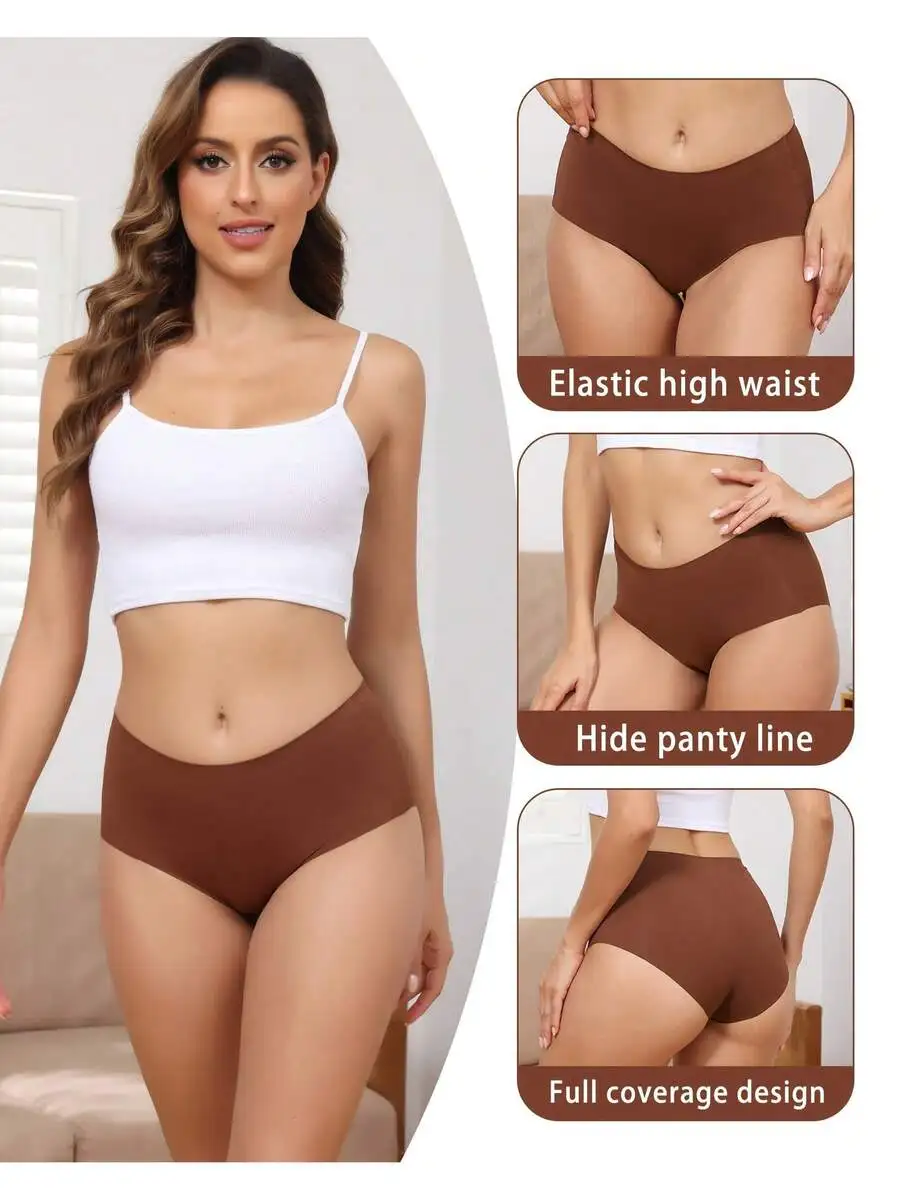 6 Pack Women Mid High Waisted Seamless Full Coverage Briefs Stretchy Invisible Cheeky Panties
6 Pack Women Mid High Waisted Seamless Full Coverage Briefs Stretchy Invisible Cheeky Panties