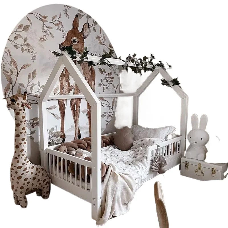 ins solid wood bed with guardrail floor bed widened splicing bed
ins solid wood bed with guardrail floor bed widened splicing bed