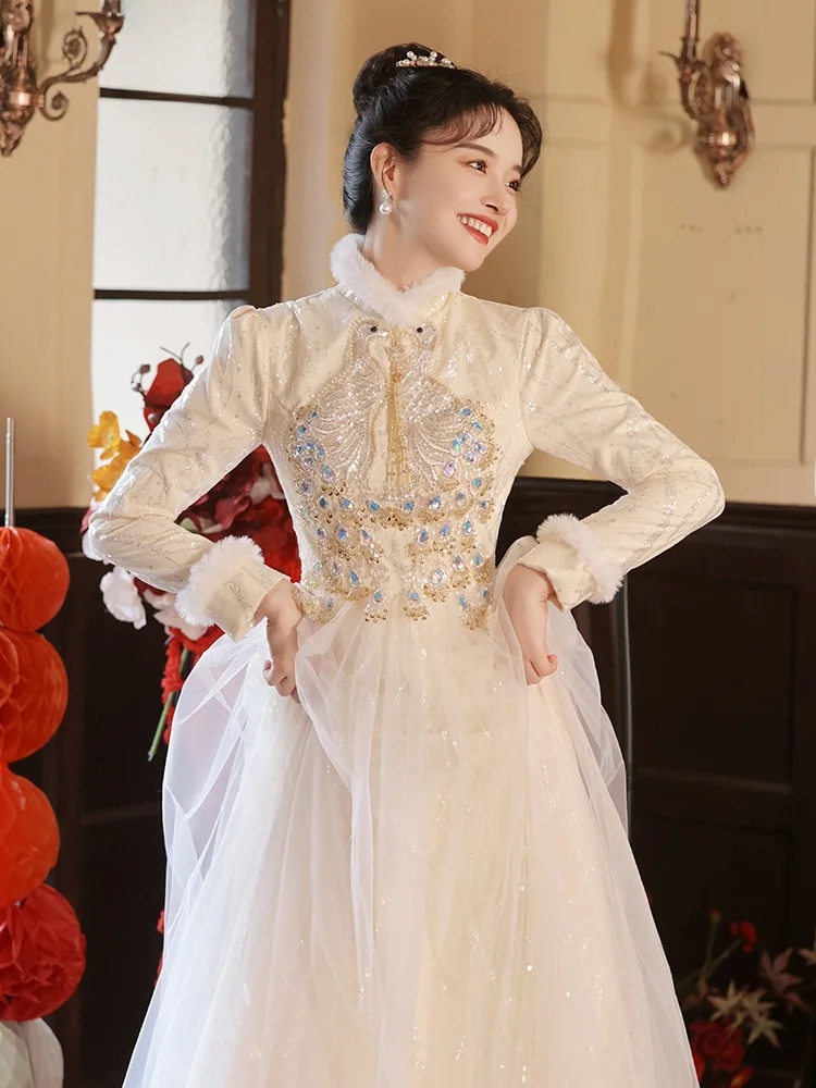 Winter New Sle Fce Lined Long Sve Wedding Dr Women's Engagement Par Outfit Traditional Chinese Wedding...
Winter New Sle Fce Lined Long Sve Wedding Dr Women's Engagement Par Outfit Traditional Chinese Wedding...