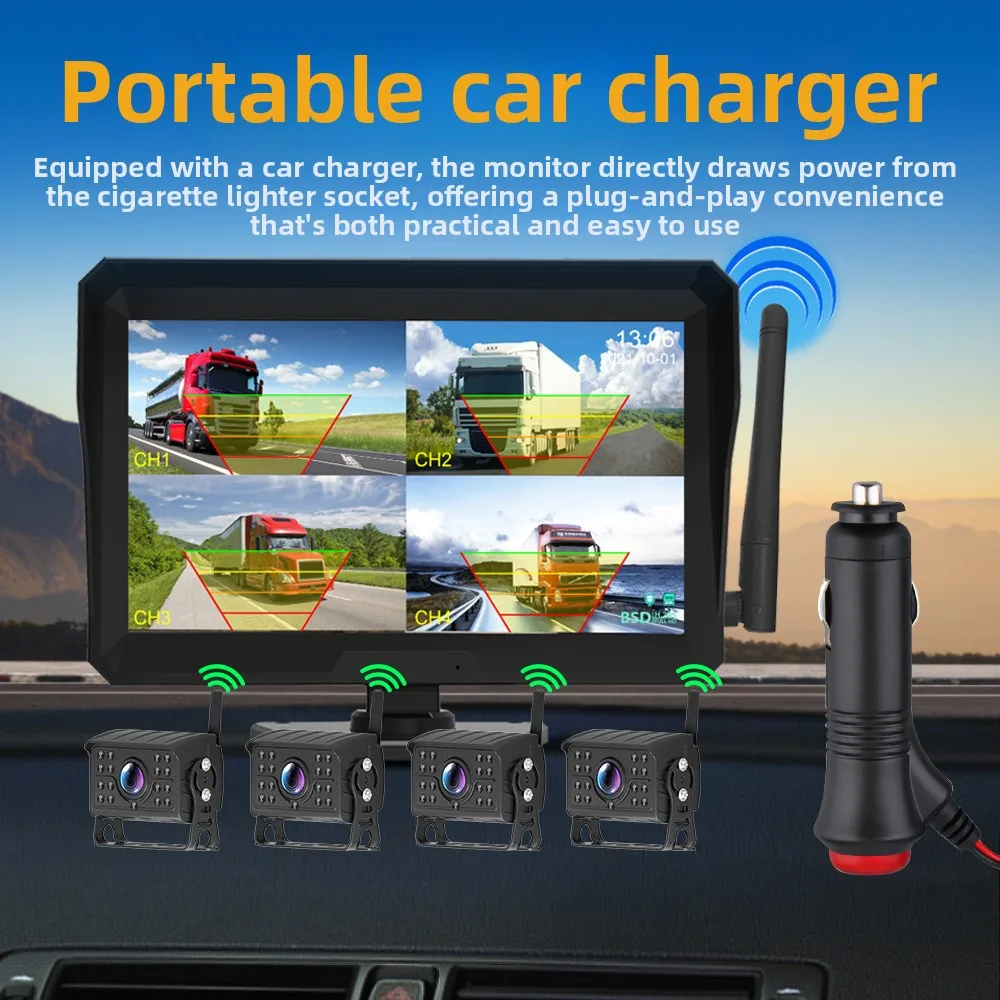 New wireless car monitoring reversing camera high-definition night vision dual recording bus truck driving recorder
New wireless car monitoring reversing camera high-definition night vision dual recording bus truck driving recorder
