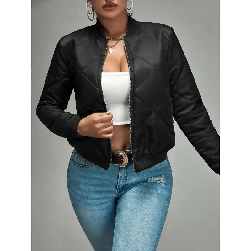 Women's Quilted Baseball Jacket Diamond Pattern Cotton Outerwear Spring Season Fashion Ladies' Coat without Brand Registration
Women's Quilted Baseball Jacket Diamond Pattern Cotton Outerwear Spring Season Fashion Ladies' Coat without Brand Registration