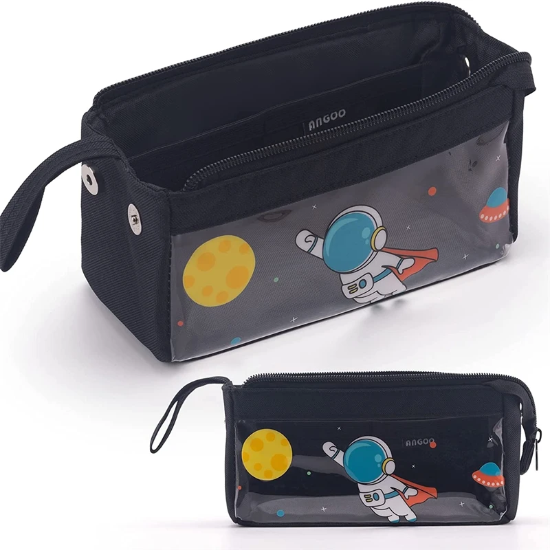 Cute Clear Pencil Case Portable Cosmetic Bag with Handle Durable Pen Pouch for Girl Boy Teen School - Black Astronaut
Cute Clear Pencil Case Portable Cosmetic Bag with Handle Durable Pen Pouch for Girl Boy Teen School - Black Astronaut