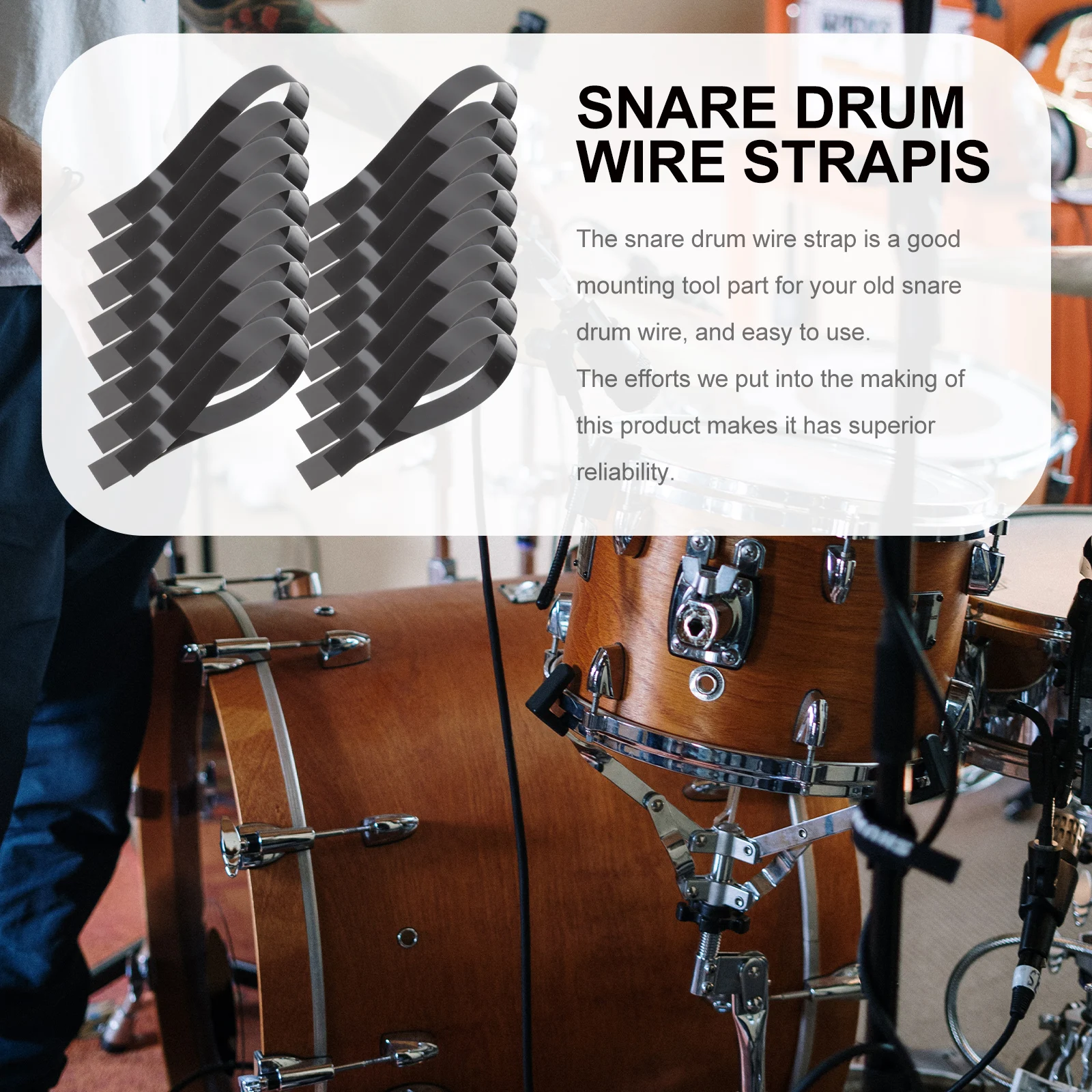 20Pcs Snare Drum Wire Straps Durable High-Grade Pet Flexible Mounting Parts Easy Install Drum Wire Fixing Tools
20Pcs Snare Drum Wire Straps Durable High-Grade Pet Flexible Mounting Parts Easy Install Drum Wire Fixing Tools