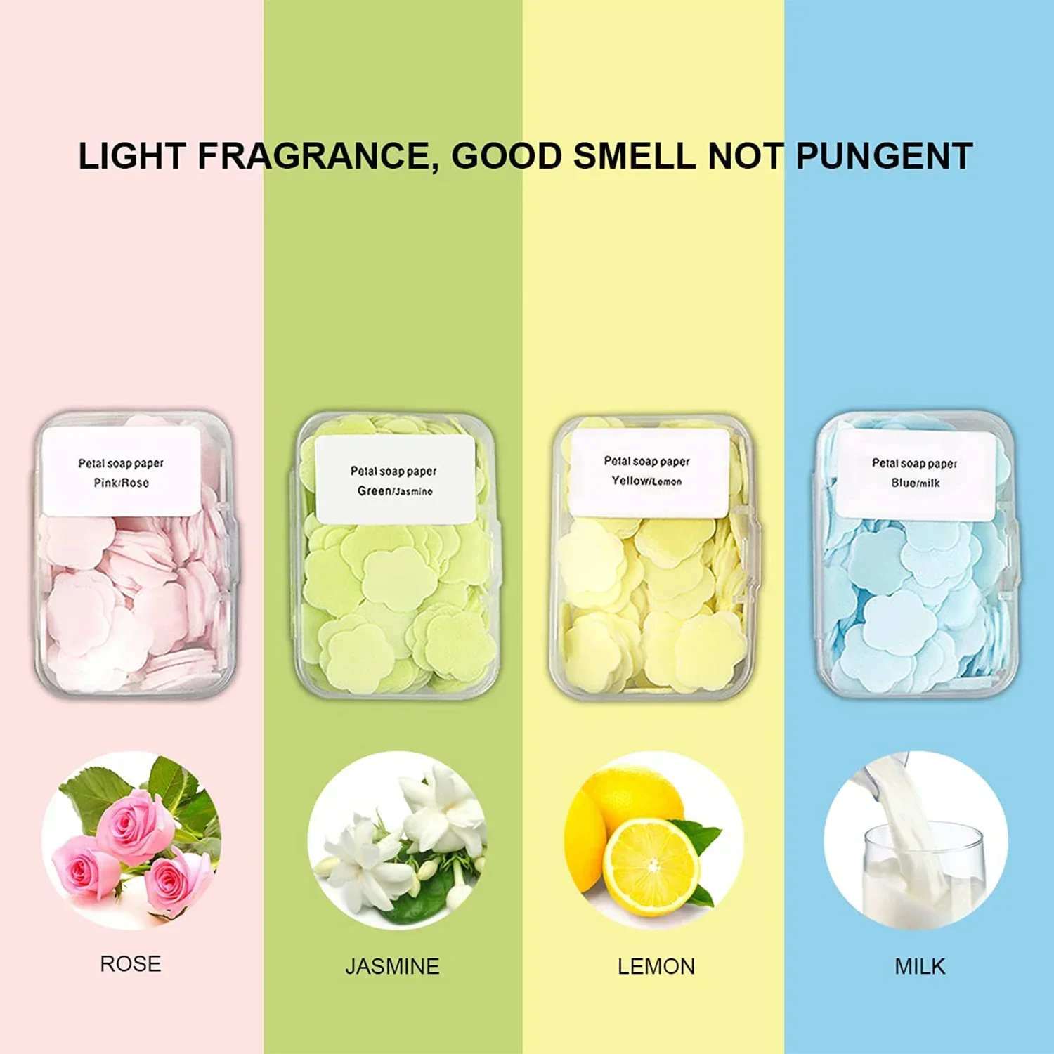 4 Different Scented Fresh Portable Disposable Petal Hand Wash Soap Papers, Dissolvable Hand Bath Soap,Flakes Handwashing Soap
4 Different Scented Fresh Portable Disposable Petal Hand Wash Soap Papers, Dissolvable Hand Bath Soap,Flakes Handwashing Soap