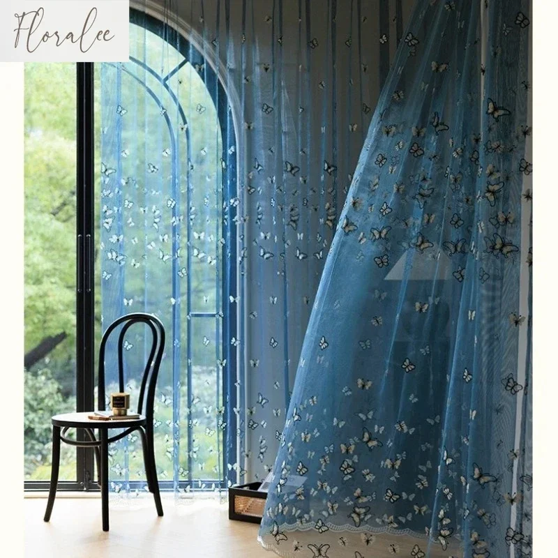 European Luxury Embroidered Blue Butterfly Tulle Window Sheer Curtains For Living Room Bedroom Dining Decor Dream Kitchen Custom
European Luxury Embroidered Blue Butterfly Tulle Window Sheer Curtains For Living Room Bedroom Dining Decor Dream Kitchen Custom