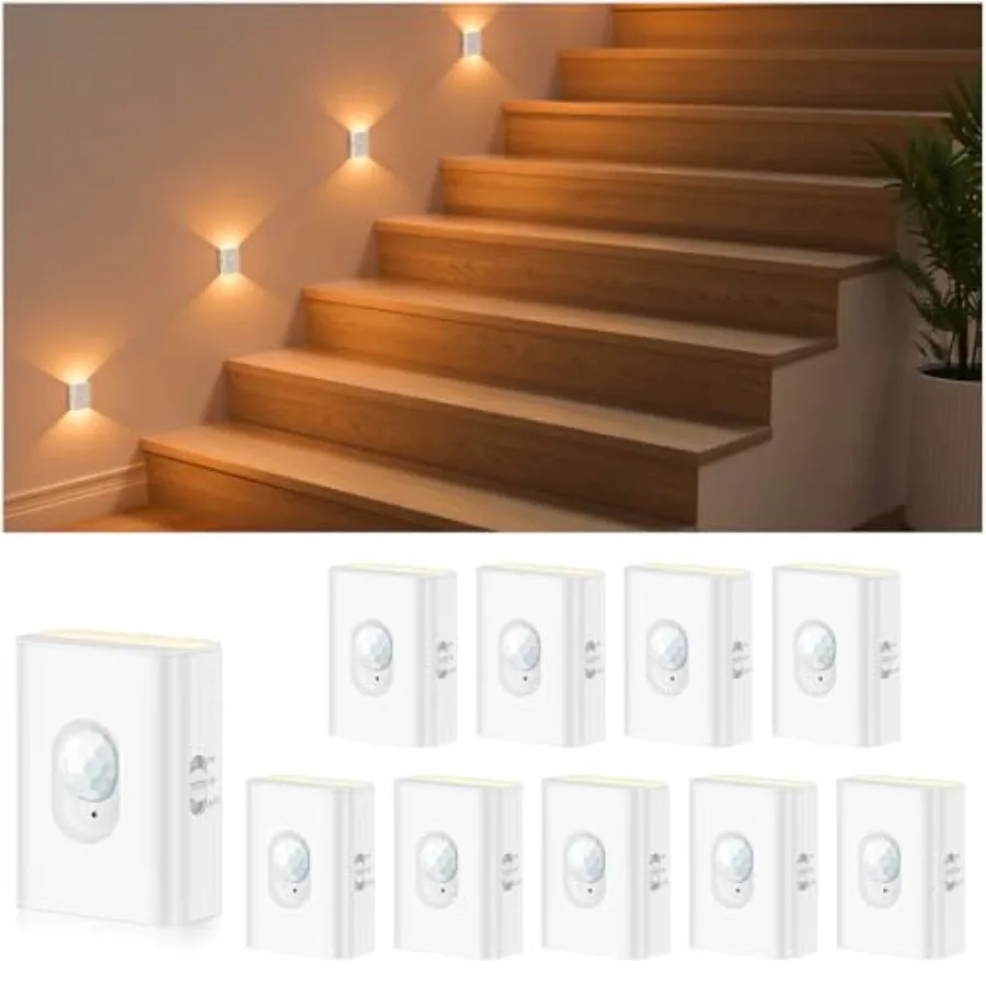 Rechargeable Motion Sensor Night Lights for Stairs, 10 Pack Wireless Magnetic Stick-On Battery Lights for Hallway, Bedroom, Clo
Rechargeable Motion Sensor Night Lights for Stairs, 10 Pack Wireless Magnetic Stick-On Battery Lights for Hallway, Bedroom, Clo