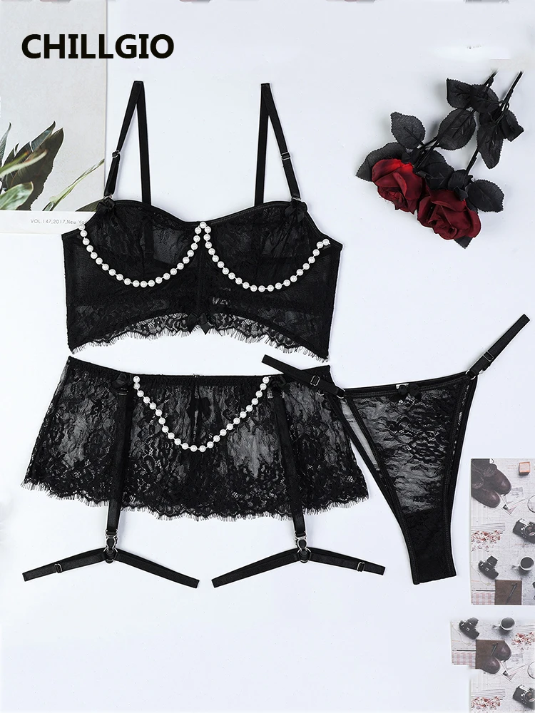 CHILLGIO Women Lace Beaded Bra Brief Suits Sheer Push Up Bodycon Underwear 4 Piece Fasion Intimate Underwire Lingerie Sexy Sets
CHILLGIO Women Lace Beaded Bra Brief Suits Sheer Push Up Bodycon Underwear 4 Piece Fasion Intimate Underwire Lingerie Sexy Sets