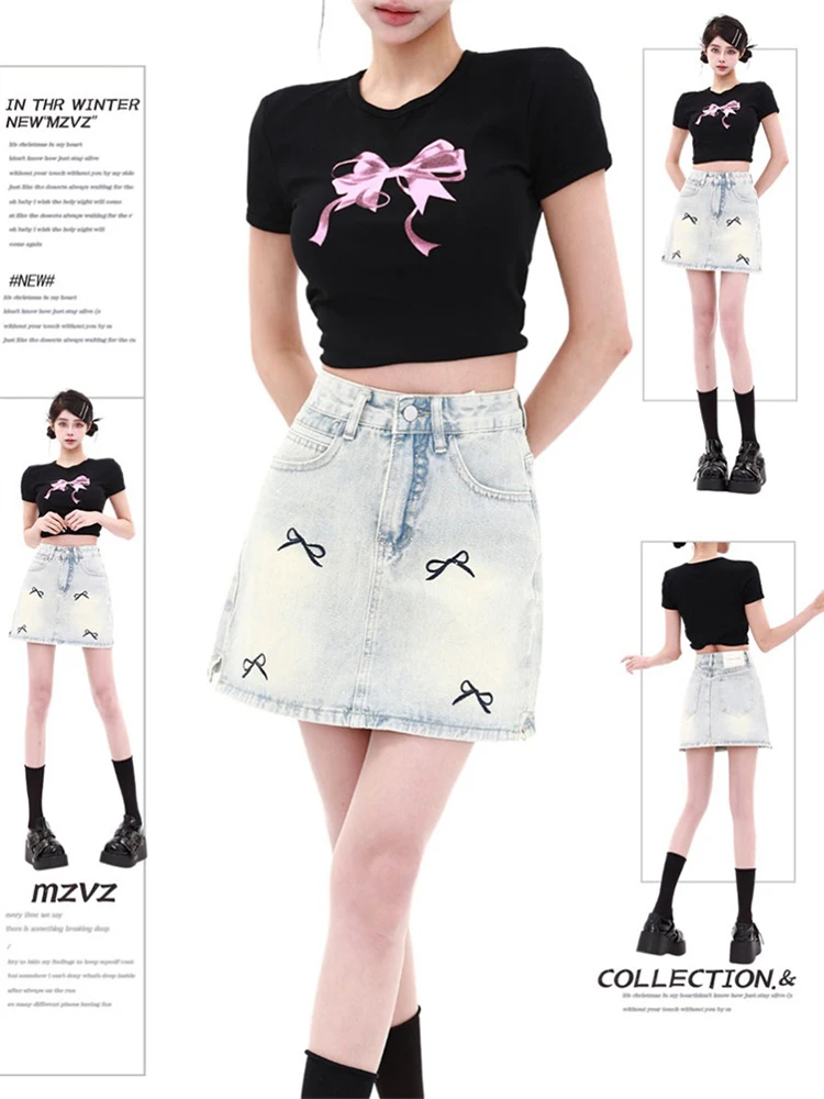 WCFCX STUDIO American Vintage Embroidered Bow Denim Skirt Women Summer Fashion High Waist A-Line Skirts Streetwear Mini Skirt
WCFCX STUDIO American Vintage Embroidered Bow Denim Skirt Women Summer Fashion High Waist A-Line Skirts Streetwear Mini Skirt