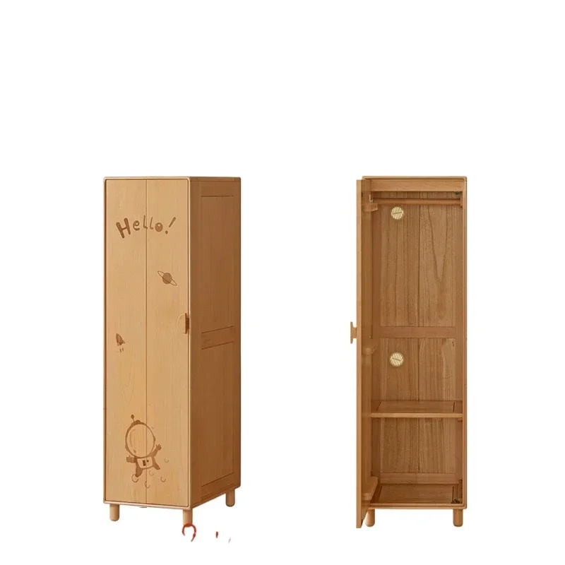 Solid wood children's wardrobe simple bedroom cartoon locker large capacity European beech wardrobe 
Solid wood children's wardrobe simple bedroom cartoon locker large capacity European beech wardrobe