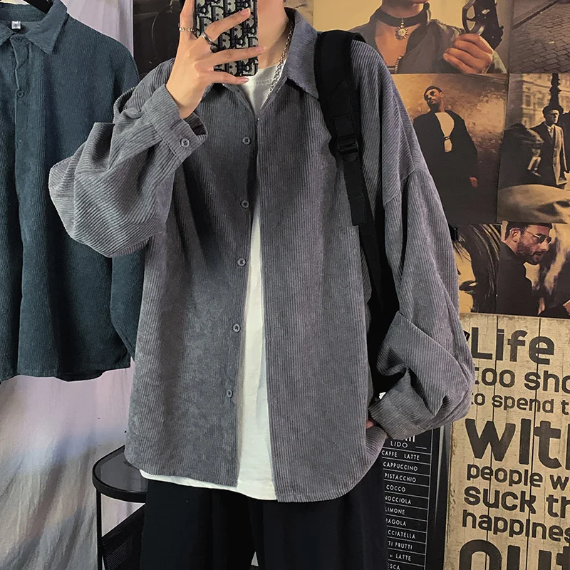 Corduroy Long Sleeve Men's Shirt Loose Casual Style Autumn Winter New Pure Color Fashionable Hong Kong Style Student Top Coat
Corduroy Long Sleeve Men's Shirt Loose Casual Style Autumn Winter New Pure Color Fashionable Hong Kong Style Student Top Coat