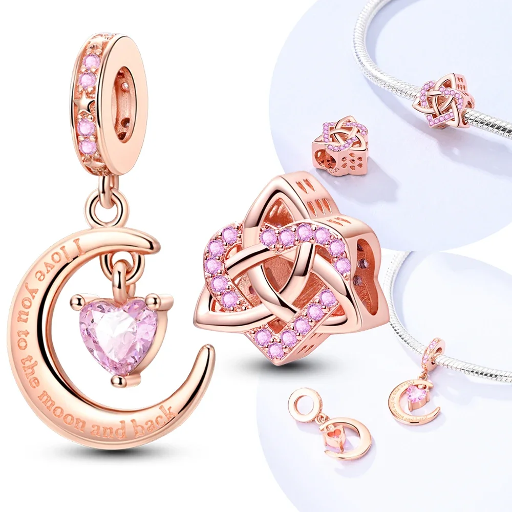 925 Sterling Silver Original Charms Rose Gold Moon Heart Beads Fit Bracelets Jewelry Necklace Making Valentine's Day Women
925 Sterling Silver Original Charms Rose Gold Moon Heart Beads Fit Bracelets Jewelry Necklace Making Valentine's Day Women