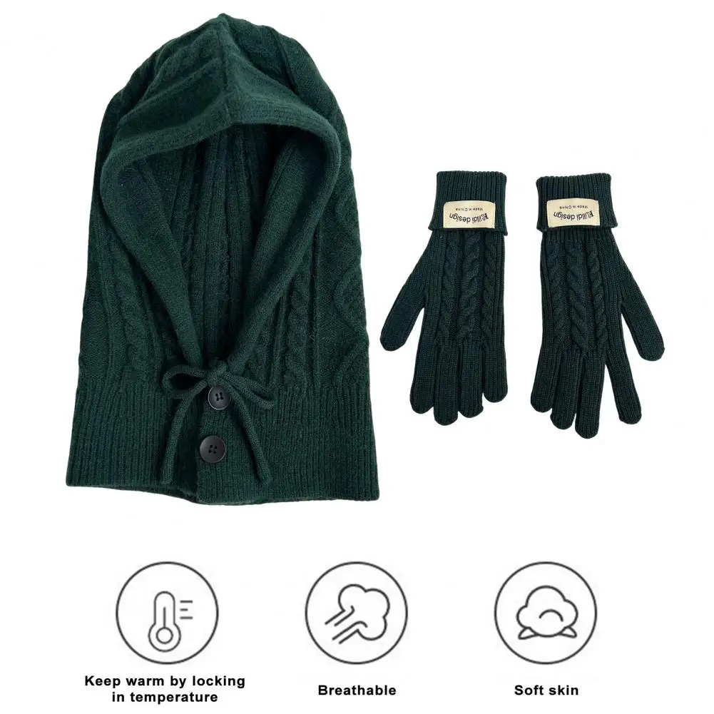 Winter Hat Gloves Set Thicken Balaclava Hat Knitting Gloves Set for Women Men Winter Solid Color Twist Texture Drawstring
Winter Hat Gloves Set Thicken Balaclava Hat Knitting Gloves Set for Women Men Winter Solid Color Twist Texture Drawstring