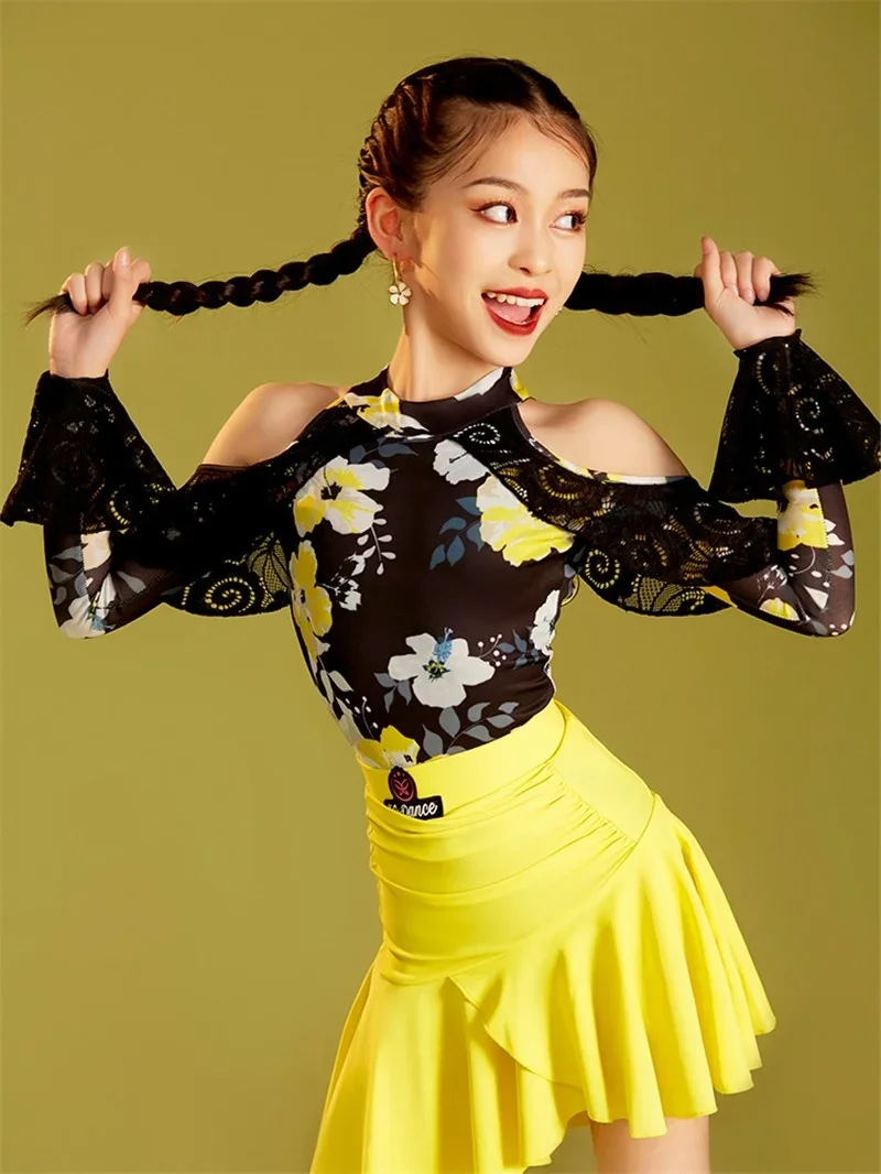 Girls Printing Latin Dance Dress Practice Set Summer Standard Art Test Split Dance Skirt Suit Performance Competition Dance Wear
Girls Printing Latin Dance Dress Practice Set Summer Standard Art Test Split Dance Skirt Suit Performance Competition Dance Wear
