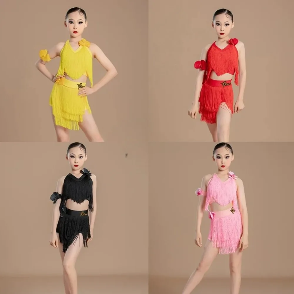 Latin Dance Skirts Practice Girls Fringe Tops Ballroom Dance Spaghetti-Strap Competition Stage Performance Stage Costume Clothes
Latin Dance Skirts Practice Girls Fringe Tops Ballroom Dance Spaghetti-Strap Competition Stage Performance Stage Costume Clothes