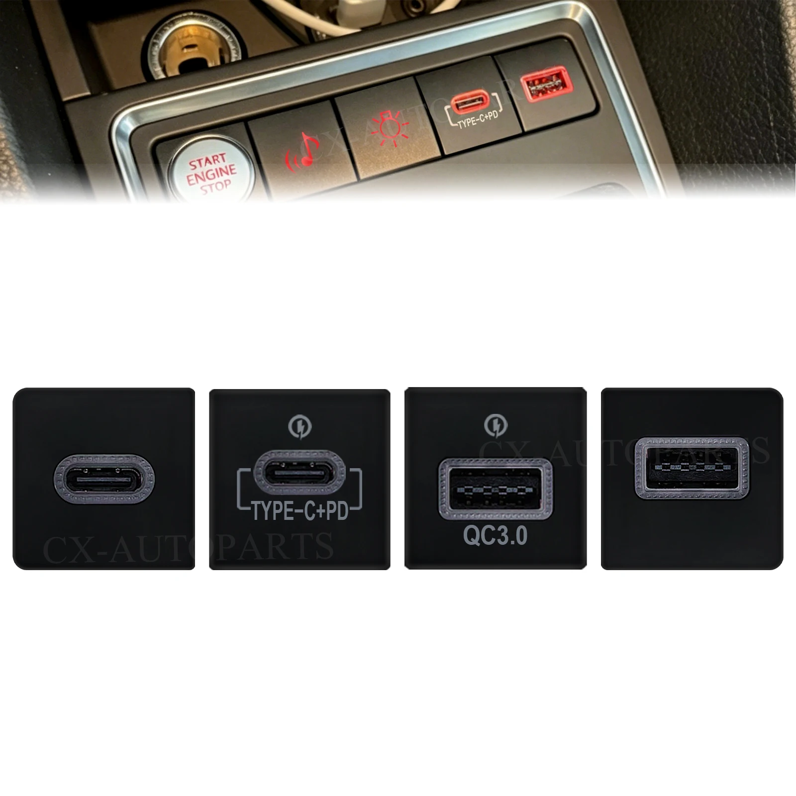 Red LED Car USB Type-C PD QC3.0 Fast Charger 24x24mm Push Button Outlet Adapter for VW Jetta 5 MK6 Golf 6 Scirocco 2006-2012
Red LED Car USB Type-C PD QC3.0 Fast Charger 24x24mm Push Button Outlet Adapter for VW Jetta 5 MK6 Golf 6 Scirocco 2006-2012