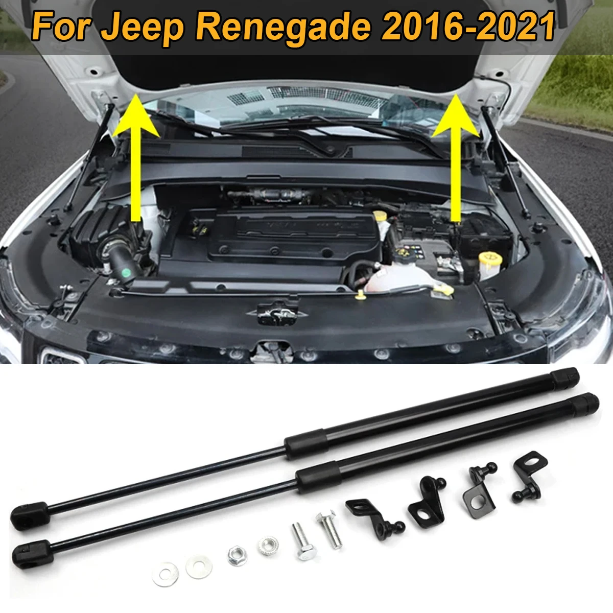 2 шт. для Jeep Renegade 2016-2021 передний двигатель фотоподъемник, пружина, газовая распорка, стержень, комплект ударных кронштейнов, автомобильные аксессуары
2 шт. для Jeep Renegade 2016-2021 передний двигатель фотоподъемник, пружина, газовая распорка, стержень, комплект ударных кронштейнов, автомобильные аксессуары