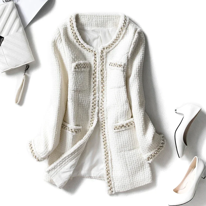 New women in the spring and autumn winter coat new tweed han edition small wind socialite long little white lady
New women in the spring and autumn winter coat new tweed han edition small wind socialite long little white lady