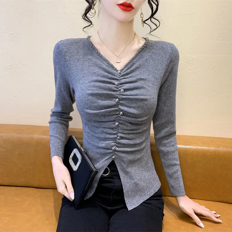 Slim Fit V-Ne Long Sve Knitted Base irt Women's Faionable Autumn Winter Split Design Casual Comfortable Top
Slim Fit V-Ne Long Sve Knitted Base irt Women's Faionable Autumn Winter Split Design Casual Comfortable Top