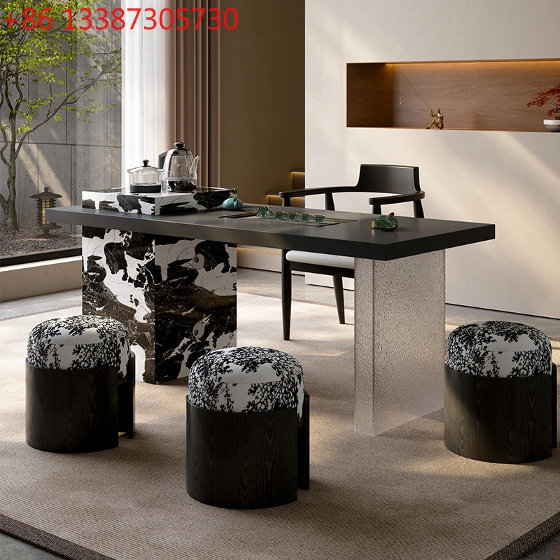 Modern simple rock slab tea table, living room balcony tea table integrated
Modern simple rock slab tea table, living room balcony tea table integrated