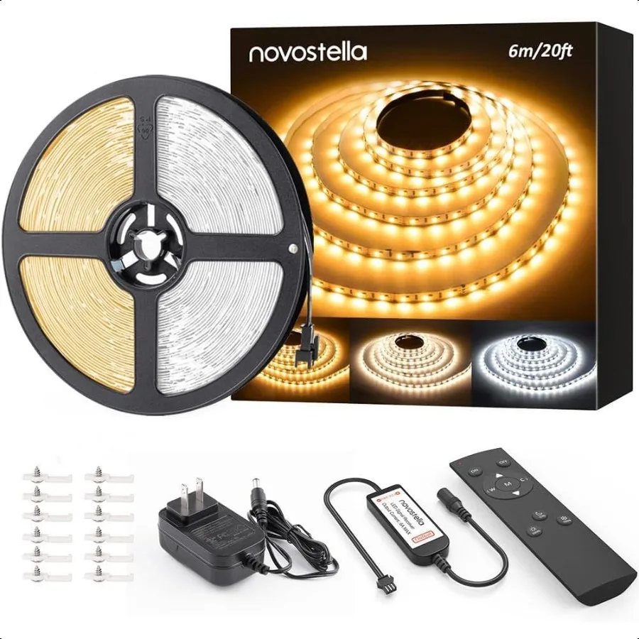 20ft Tunable White LED Strip Light Kit Dimmable 3000K6500K 24V Tape Light with RF Remote Flexible Rope LED Ribbon for Bedroom H
20ft Tunable White LED Strip Light Kit Dimmable 3000K6500K 24V Tape Light with RF Remote Flexible Rope LED Ribbon for Bedroom H