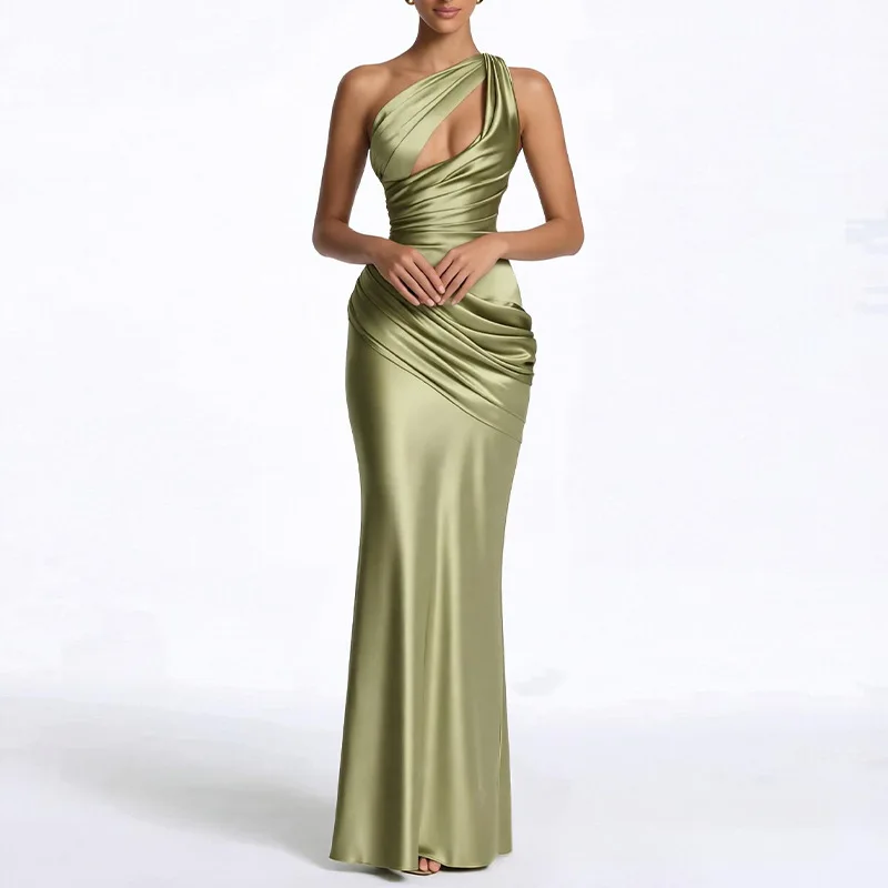 Elegant Women's Evening Dress One Shoulder Fishtail Ruched Mermaid Gown Dresses Spring Summer
Elegant Women's Evening Dress One Shoulder Fishtail Ruched Mermaid Gown Dresses Spring Summer