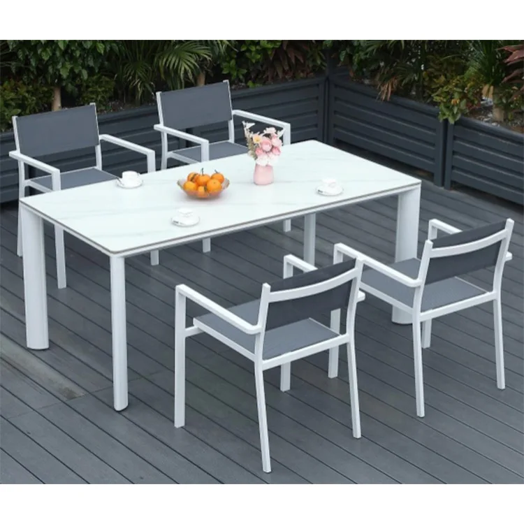 # Weather Resistant Metal Frame Patio Dining Set Outdoor Table Set For Rooftop Terrace And Cafe