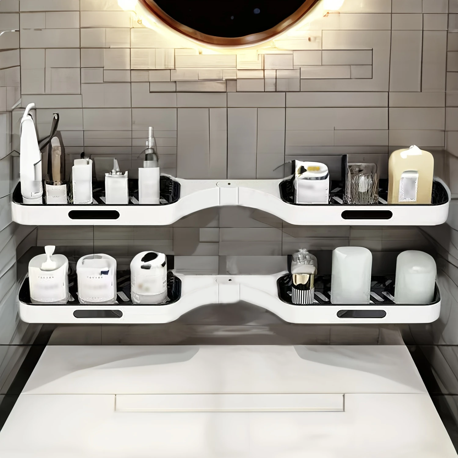 Shower Caddy Shelf and Bathroom Organizer Space Saver Set with Adhesive White Basket for Bathroom Accessories Organization
Shower Caddy Shelf and Bathroom Organizer Space Saver Set with Adhesive White Basket for Bathroom Accessories Organization