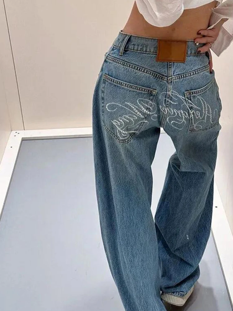 Весенние синие джинсы с градиентом, женские свободные широкие брюки с высокой талией в стиле ретро Y2K 
Весенние синие джинсы с градиентом, женские свободные широкие брюки с высокой талией в стиле ретро Y2K