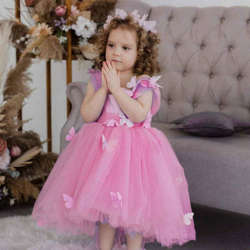 Pink Puffy Flower Girl Dress For Wedding Tulle 3d Butterfly Applique Sleeveless Kids Birthday Party First Communion Ball Gown
Pink Puffy Flower Girl Dress For Wedding Tulle 3d Butterfly Applique Sleeveless Kids Birthday Party First Communion Ball Gown