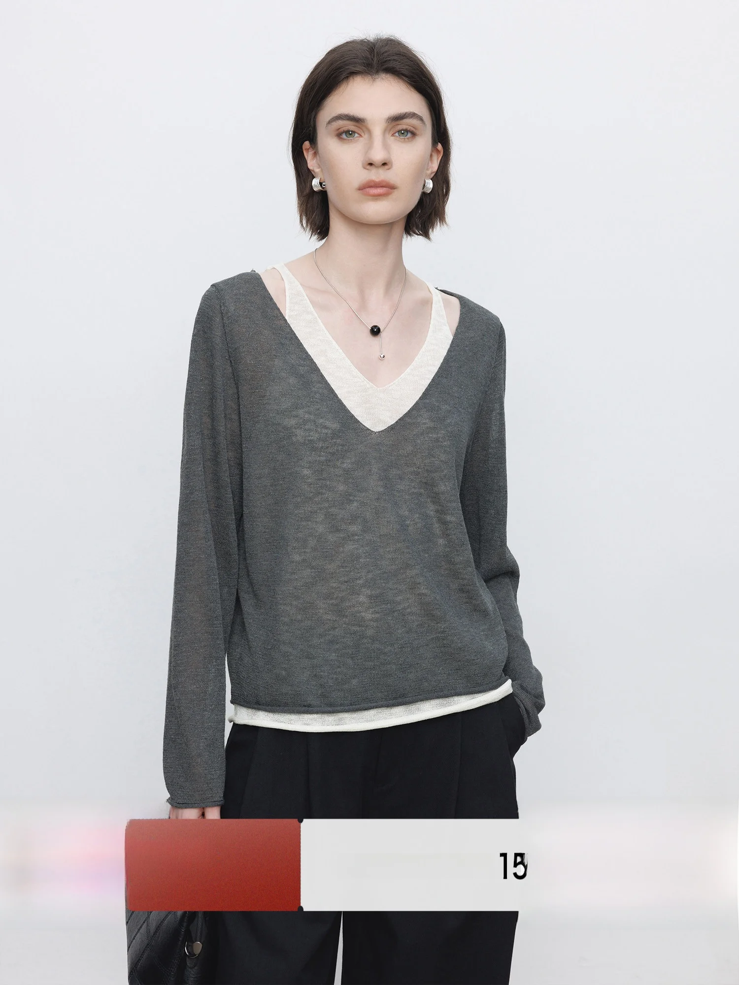 Loose Fit V-Neck Long Sleeve Knitted Top Women's Summer Casual Style Double Layer Faux Two-Piece Polyester Fiber Soft Knitwear
Loose Fit V-Neck Long Sleeve Knitted Top Women's Summer Casual Style Double Layer Faux Two-Piece Polyester Fiber Soft Knitwear