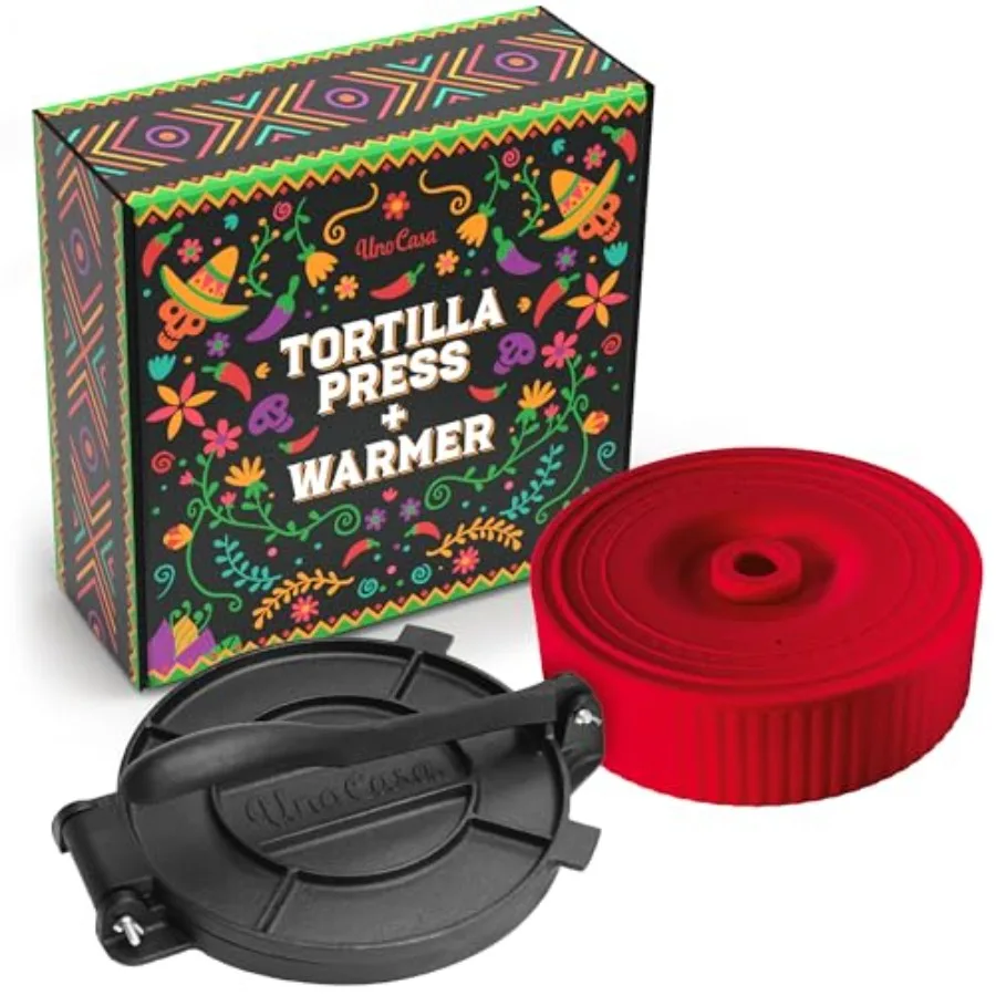 Uno Casa Cast Iron Tortilla Press with Tortilla Warmer - Bundle of Pre-seasoned Quesadilla Roti and Pataconera Maker With Taco
Uno Casa Cast Iron Tortilla Press with Tortilla Warmer - Bundle of Pre-seasoned Quesadilla Roti and Pataconera Maker With Taco