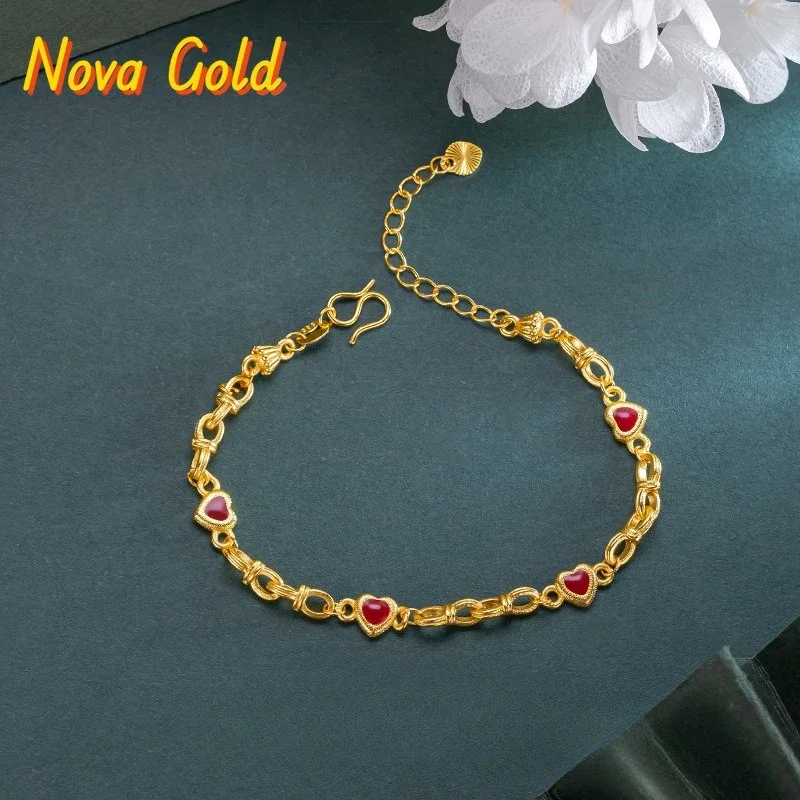 NovaGlod 9999 Burning Blue Heart Ting with You Bracelet 24K Real Gold Retro Fashion Versatile Show White and Red Hearts Dot Wome
NovaGlod 9999 Burning Blue Heart Ting with You Bracelet 24K Real Gold Retro Fashion Versatile Show White and Red Hearts Dot Wome
