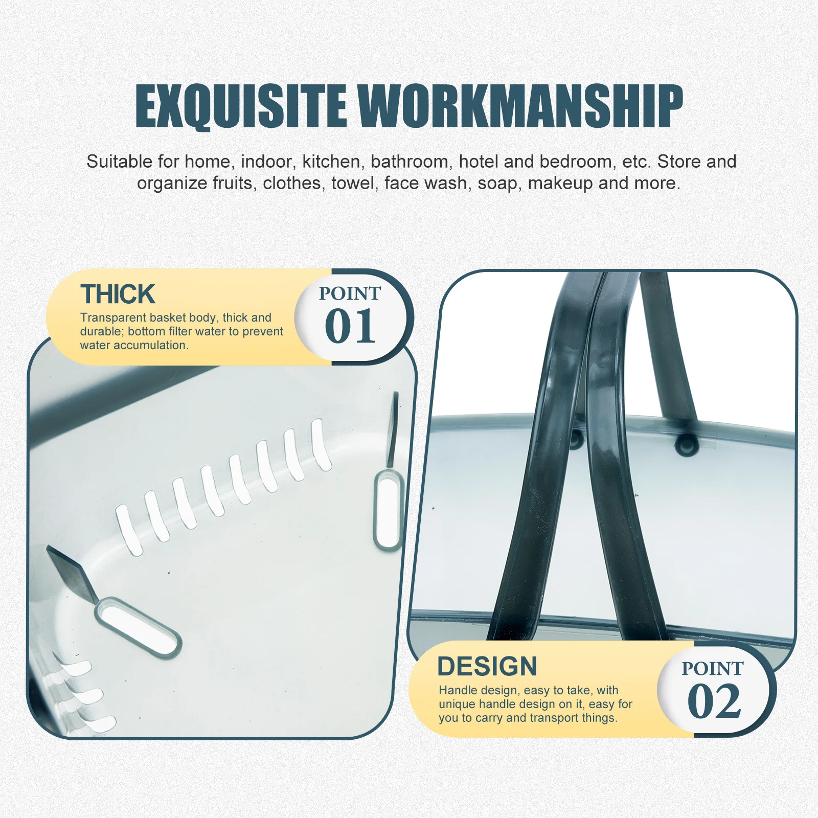 Large Capacity Handheld Bath Basket Strong Stable Bottom Plastic Storage Basket for Bathroom Dormitory Kitchen Household
Large Capacity Handheld Bath Basket Strong Stable Bottom Plastic Storage Basket for Bathroom Dormitory Kitchen Household