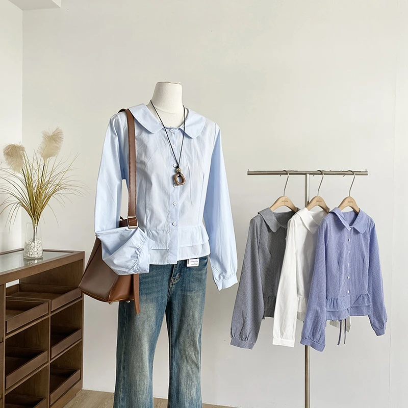 Korean-style Versatile Women Top Fashionable Long-sleeved Shirts With Lapel Collar Pure Color Youth Ladies Cute Designed Shirts
Korean-style Versatile Women Top Fashionable Long-sleeved Shirts With Lapel Collar Pure Color Youth Ladies Cute Designed Shirts